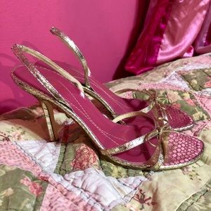 Kate Spade Gold Leather Slingback Heels Sandals 10